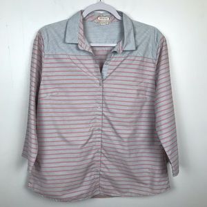 Scullers Button Front Shirt Regular Fit Women Size XL Stripes Nautical